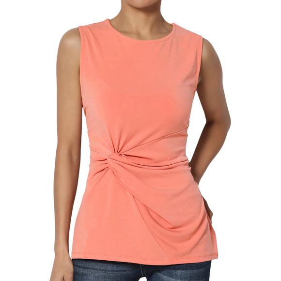 DKNY Knot Front Tank Top in Coral NWT Size Medium - Picture 1 of 3
